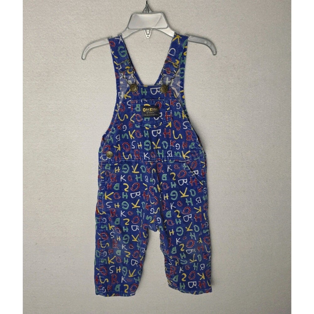 Vintage OshKosh Vestbak Corduroy Letters Bib Overalls USA Made Toddler 18 Months